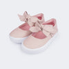 Tênis de Couro Infantil Feminino Claire Laço Removível Rosa