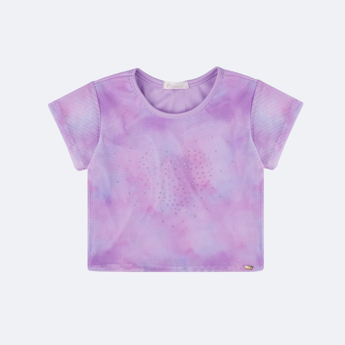 Camiseta Infantil Pampili Tule Tie Dye Lilás - frente da camiseta