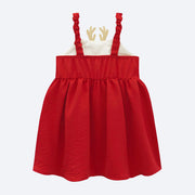 Vestido de Bebê Kukiê Rena de Natal Vermelho - Vem com Calcinha costas do vestido