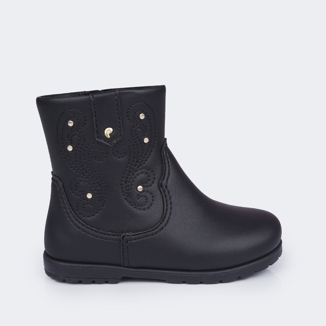 Bota Infantil Feminina Pampili Rubi Western Preta