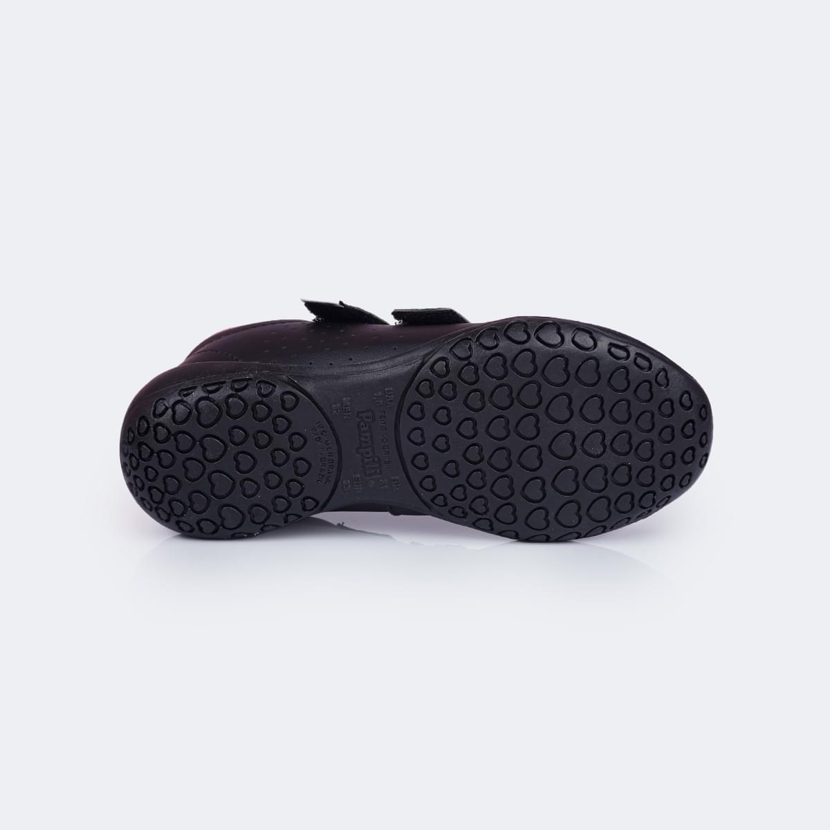Tênis Escolar Infantil Pampili Honey Velcro Duplo Preto e Pink