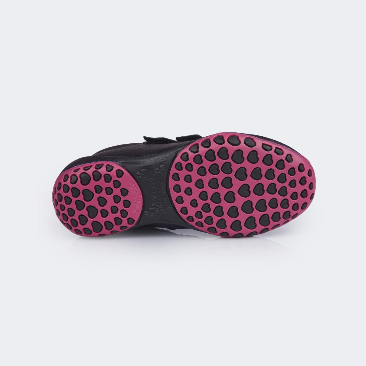 Tênis Escolar Infantil Pampili Honey Calce Fácil Preto e Pink - Vem com Pulseira Porta Moedas!