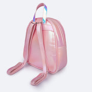 Mochila de Led Infantil Pampili Iluminar Rosê Holográfica - costas da mochila
