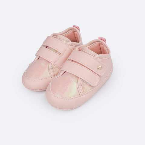 Tênis de Bebê Pampili Nina Velcro Rosa Novo