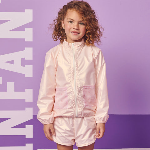 Conjunto Infantil Infanti Jaqueta Bomber e Short Nylon Rosa Claro - conjunto infantil feminino