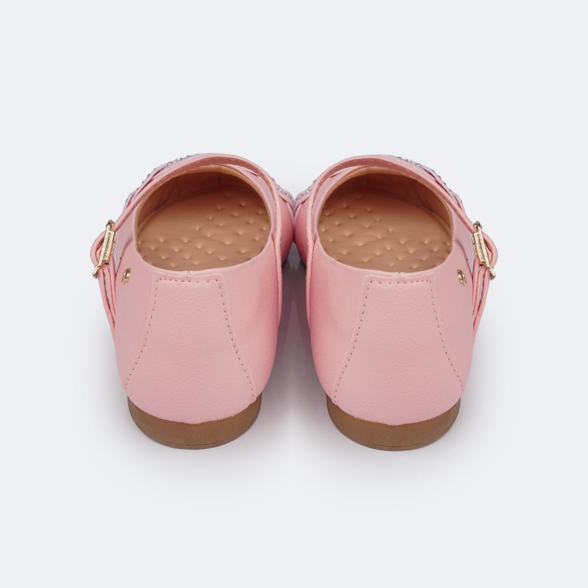 Sapato Infantil Feminino Pampili Angel Tira Glitter e Strass Rosa Glace - sapatilha infantil feminina