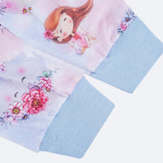 Pijama Infantil Alakazoo Sonho Azul e Rosa - punho do pijama