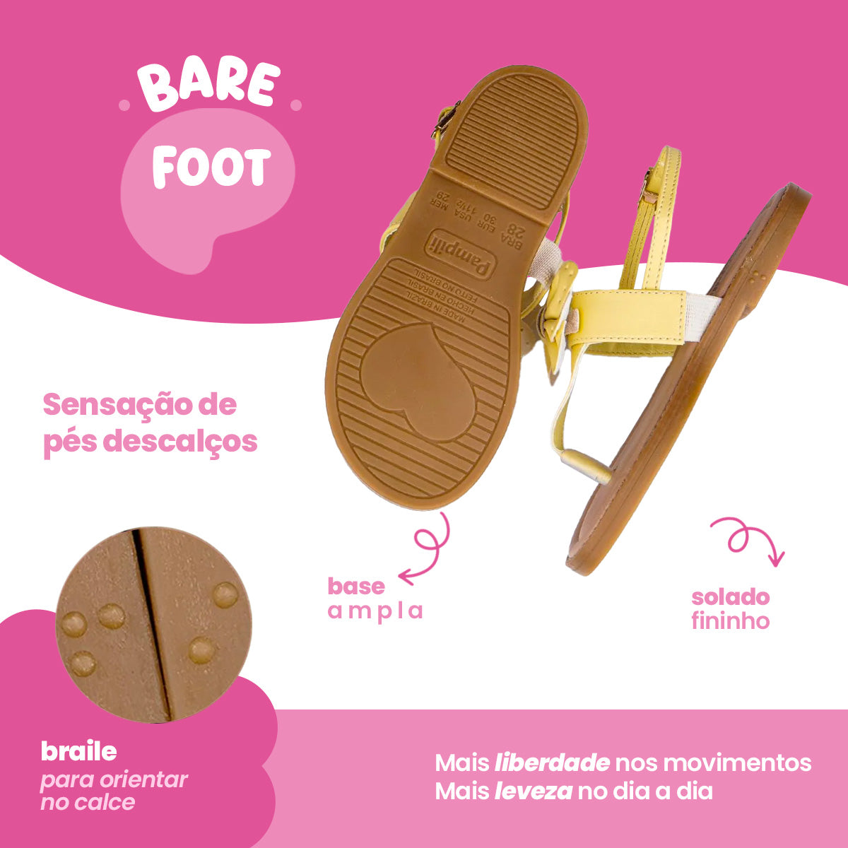 Sandália Infantil Feminina Pampili Maitê com Laços Amarela