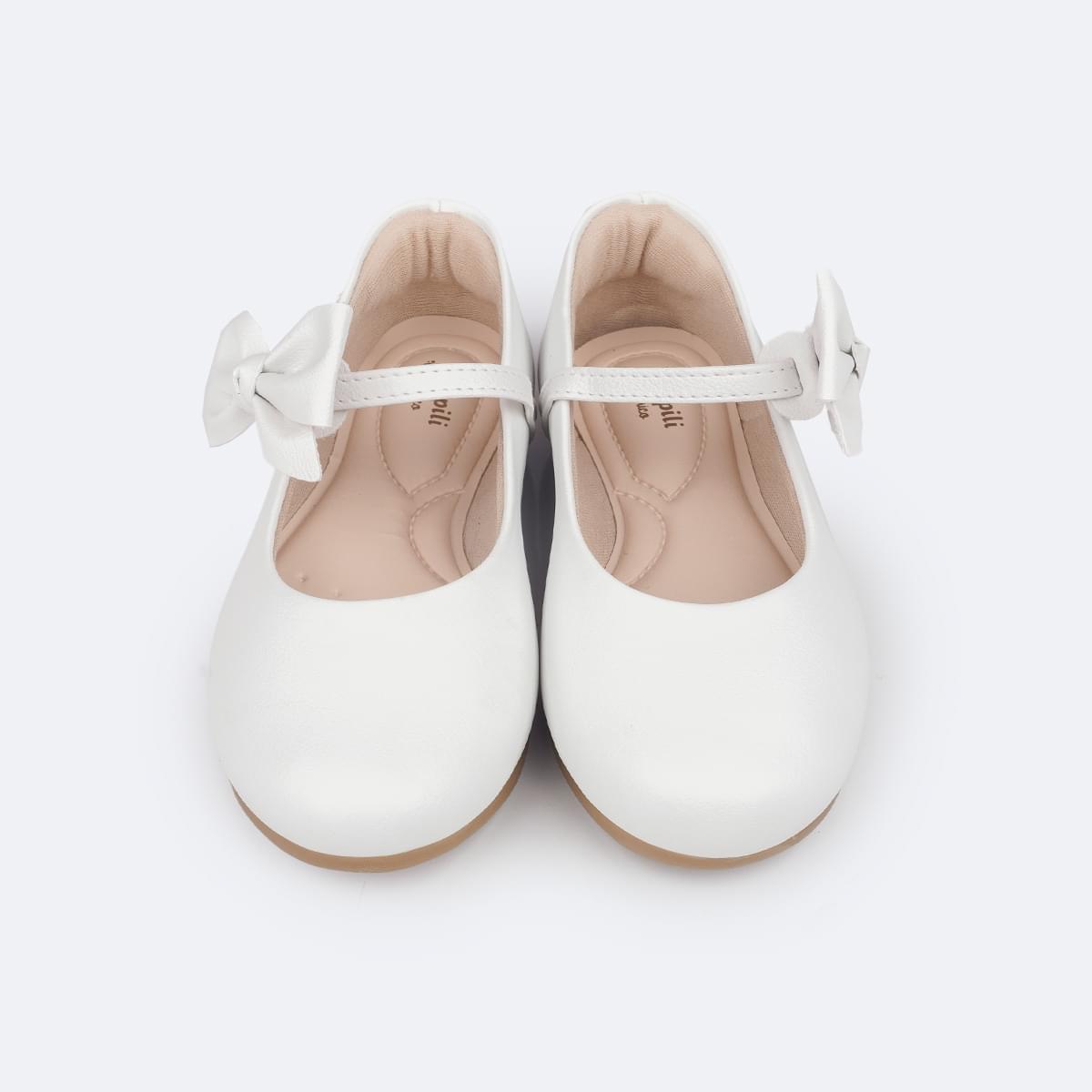 Sapato Infantil Feminino Pampili Angel com Laço Removível Branco