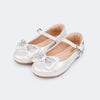 Sapatilha Infantil Feminina Bailarina Duplo Laço Branca