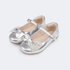 Sapatilha Infantil Pampili Bailarina Laço com Strass e Pérolas Prata