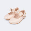Sapato Infantil Feminino Bailarina Laço Removível Nude