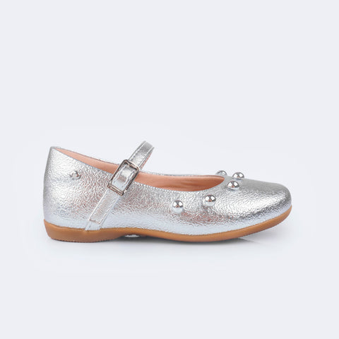 Sapatilha Infantil Pampili Bailarina Esferas Prata