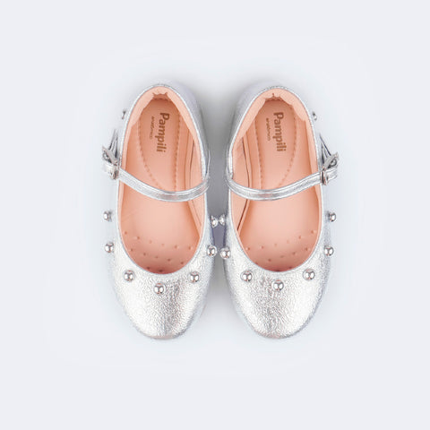 Sapatilha Infantil Pampili Bailarina Esferas Prata
