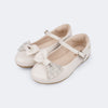 Sapatilha Infantil Pampili Bailarina Laço com Strass e Pérolas Nude