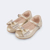 Sapato Infantil Pampili Bailarina com Strass Metalizado Dourado