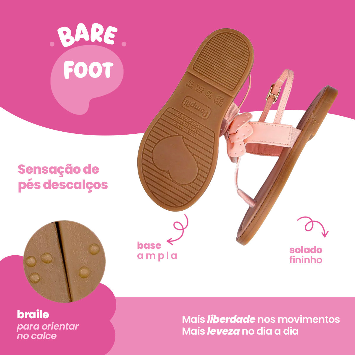 Sandália Infantil Feminina Pampili Maitê com Laços Salmão