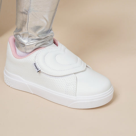 Tênis Infantil Feminino Pampili Yumi Coração Branco