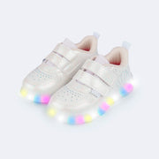 Tênis de Led Infantil Feminino Liz Luz Concha Off White