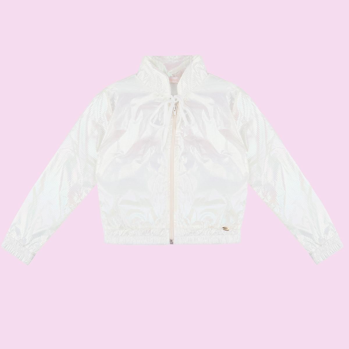 Jaqueta Infantil Pampili Corta Vento Quadriculada Off White