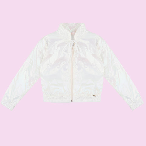 Jaqueta Infantil Pampili Corta Vento Quadriculada Off White