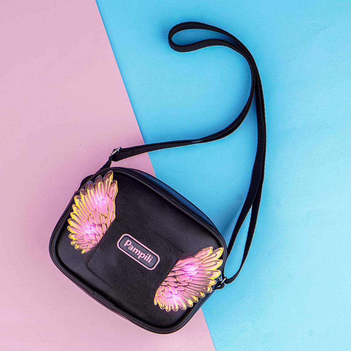 Bolsa Tiracolo Infantil Pampili Fly Led Preta