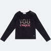 Camiseta Manga Longa Infantil Pampili You Are Unique Preta