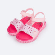 Sandália Papete Infantil Pampili Candy Glitter e Strass Rosa Giz - frente da papete