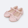 Sapatilha Infantil Pampili Bailarina Laço com Faixa de Strass Rosa Glacê