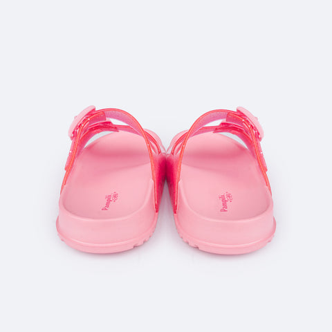 Chinelo Birken Infantil Pampili Fun Glee Glitter Rosa - traseira do chinelo 