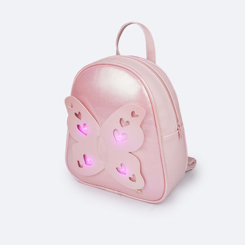 Mochila de Led Infantil Pampili Borboleta Rosa - lateral da bolsa