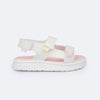 Sandália Papete Infantil Pampili Petit Velcro Triplo Branca