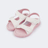 Sandália Papete Infantil Feminina Candy Fecho Perfuro Rosa e Branca