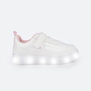 Tênis de Led Infantil Pampili Sneaker Luz Matelassê Comfy Branco