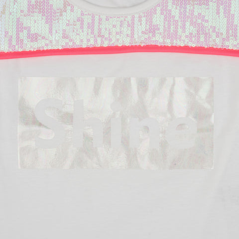 Camiseta Infantil Pampili Shine Paetê Off White - estampa shine