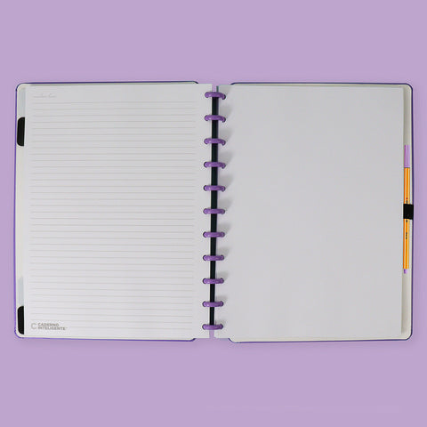 Caderno Inteligente All Purple Grande Roxo - abertura do caderno