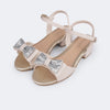 Sandália Infantil Feminina Fancy Salto Laço Nude