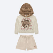 Conjunto Infantil Kukiê Moletom So Cute Off White - conjunto infantil feminino