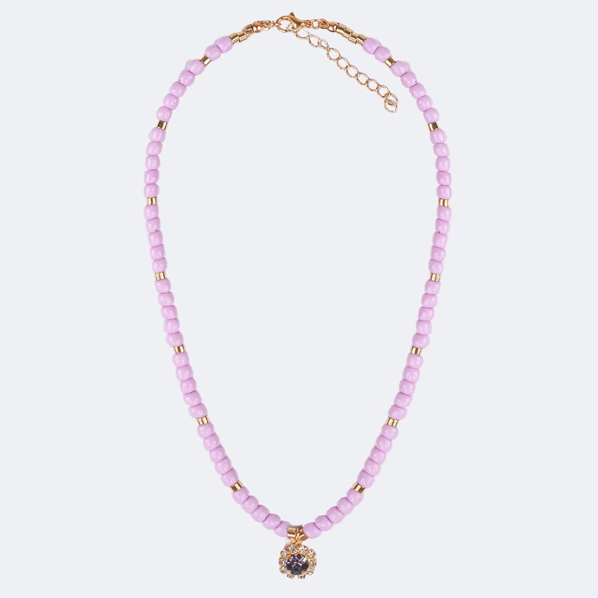 Colar Choker Infantil Pampili Flor Strass Lilás - colar flor de strass lilas