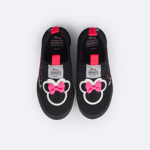 Tênis Infantil Feminino Pampili Preto Minnie Mouse © DISNEY - parte superior do tenis minnie