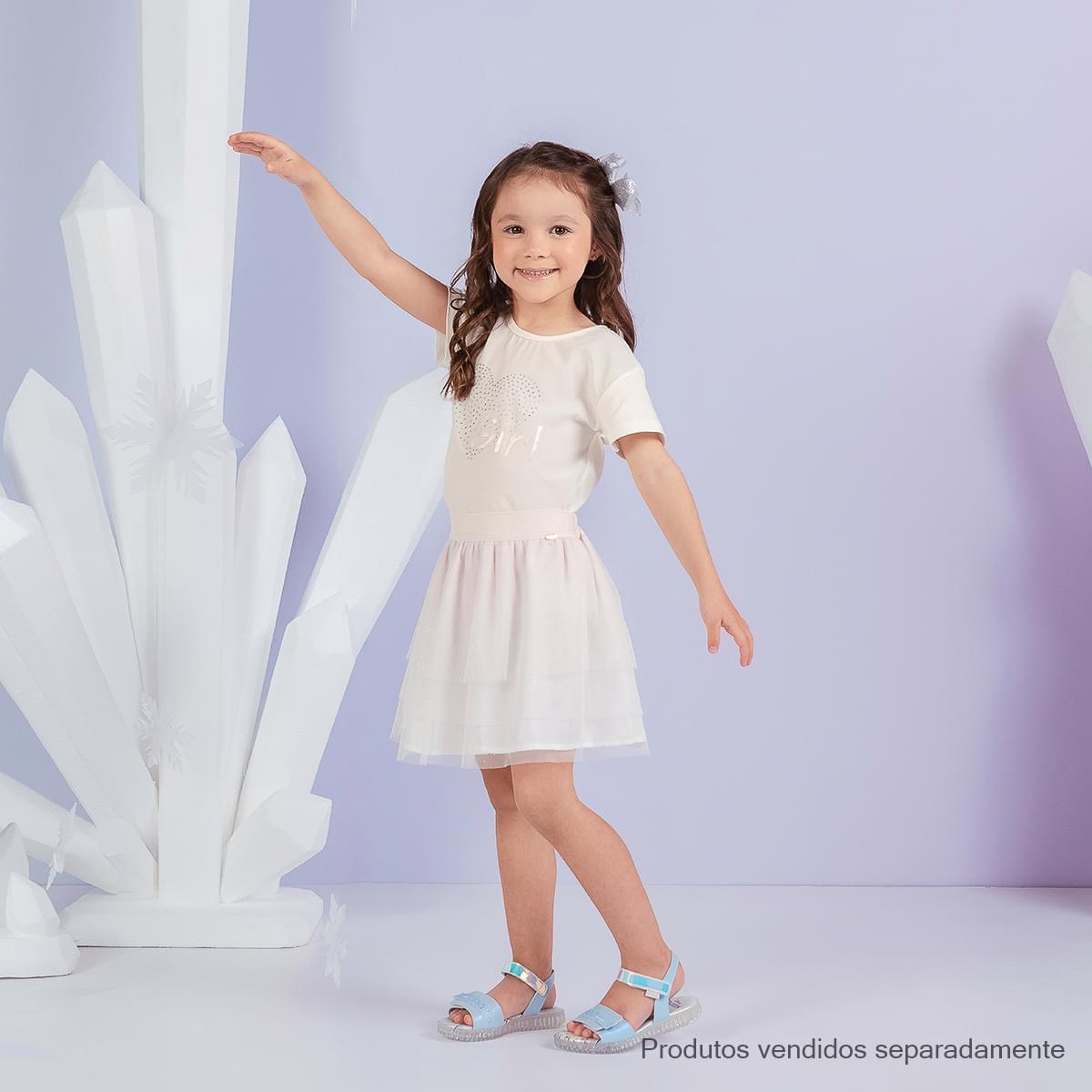 Camiseta Infantil Pampili Girl Coração Strass Off White - camiseta na menina