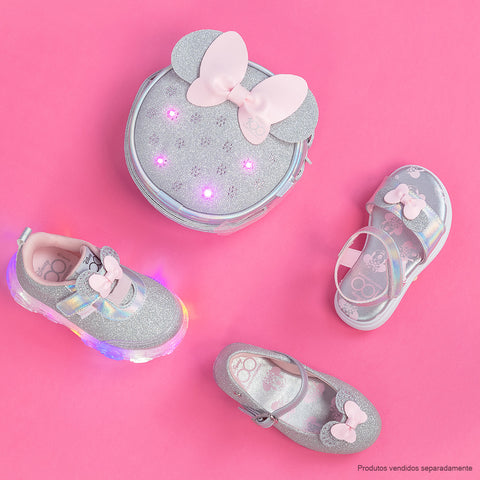 Tênis de Led Infantil Pampili Prata Minnie Mouse © DISNEY - produtos mini minnie