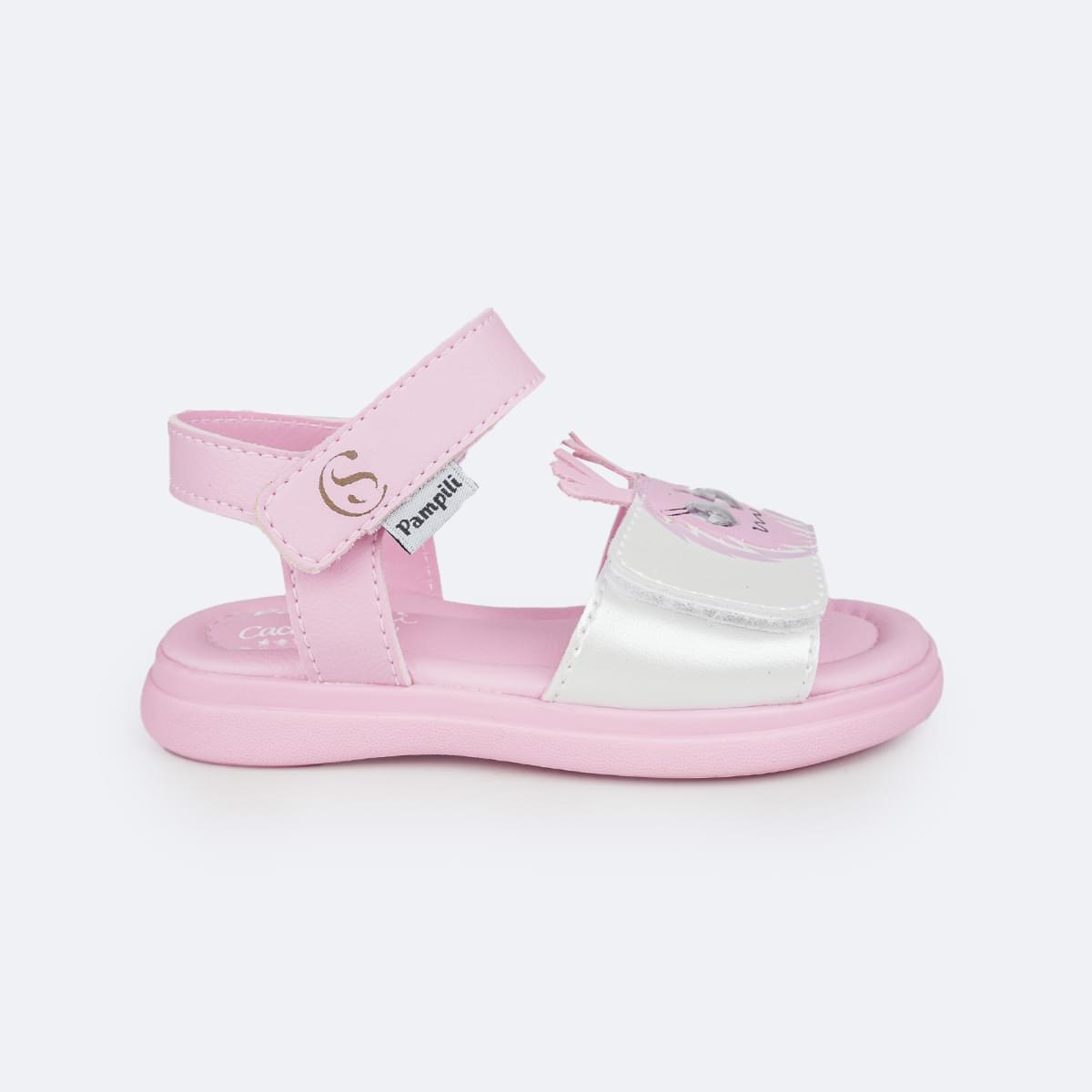 Sandália Papete Infantil Pampili Chocomonstros Cacau Show Rosa Novo