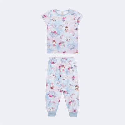 Pijama de Bebê Alakazoo Sonho Azul e Rosa - frente do pijama confortável