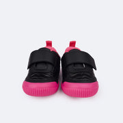 Tênis Infantil Pampili Yuyu Matelassê Comfy Preto e Pink Fluor