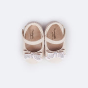 Sapato de Bebê Pampili Nina Laço em Glitter e Strass Nude - Vem com faixa de cabelo!