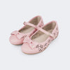 Sapatilha Infantil Pampili Bailarina Floral com Laço Pessego