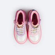 Tênis de Led Cano Médio Pampili Sneaker Luz BFF Rosa e Colorido - superior do tênis confortável