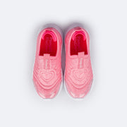 Tênis Infantil Feminino Pampili Gabi Comfy Ultra Leve Rosa Neon e Prata - superior do tenis confortável 