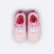 Tênis de Led Infantil Pampili Sneaker Luz Glitter e Strass Rosa Giz